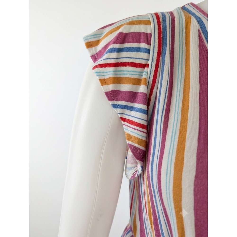 Modcloth Multi Colored Stripe Handkerchief Hem Midi with Pockets Size Small - Picture 5 of 9